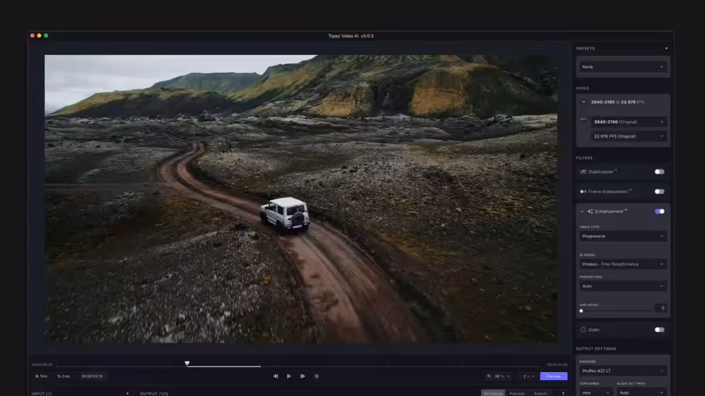 Topaz Video AI 7 interface